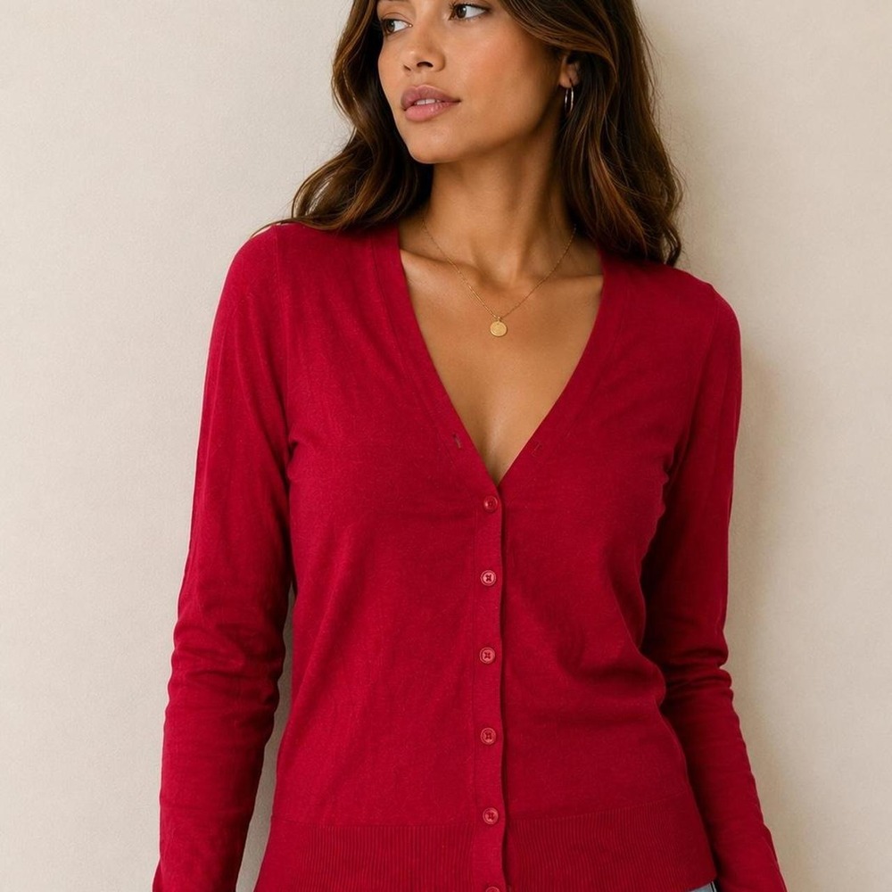 Amazon Essentials Red Cardigan Sweater